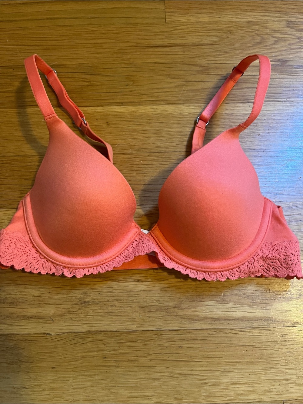 aerie Coral Lace-Trim T-Shirt Bra